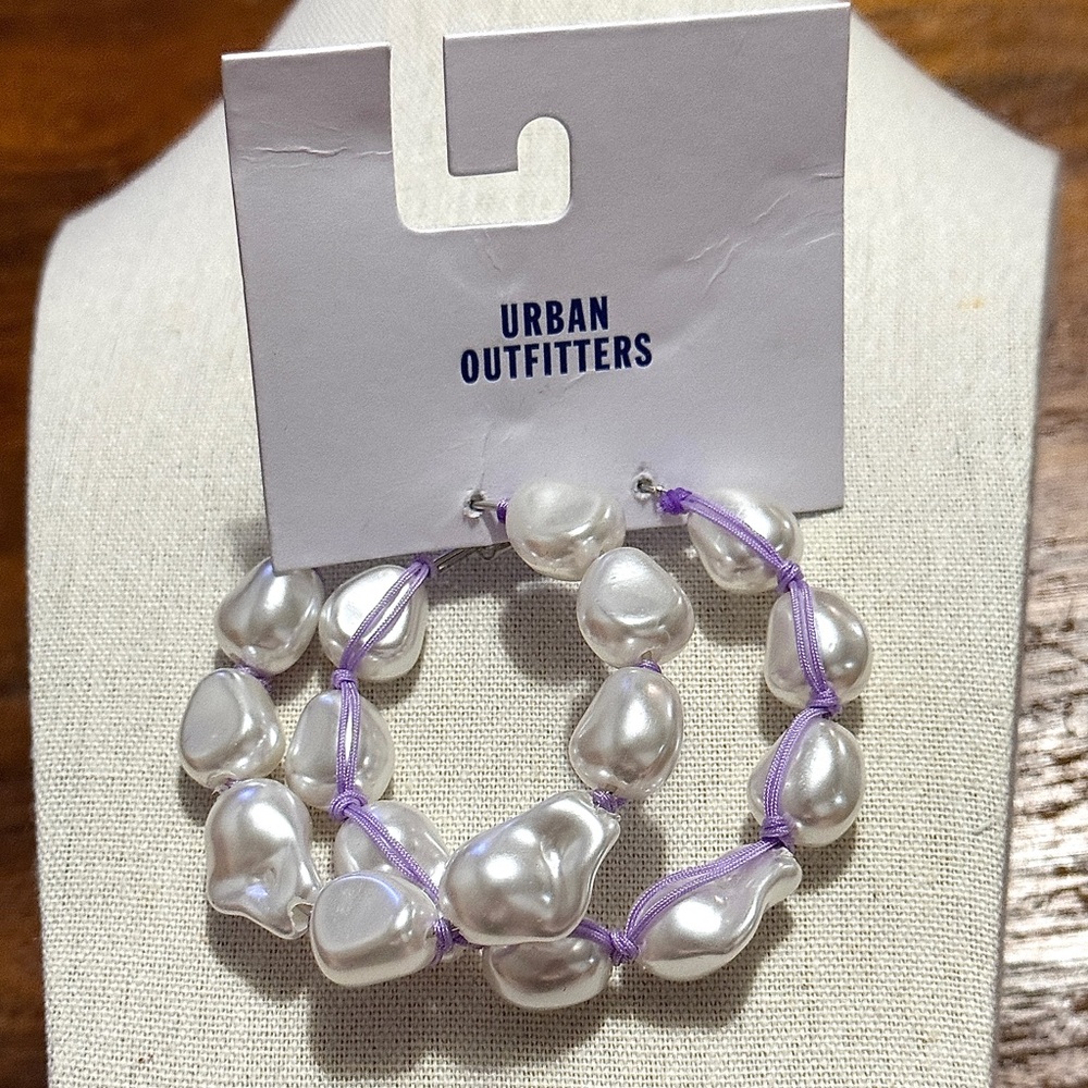 Urban‎ Outfitters Faux Pearl Hoop Earrings